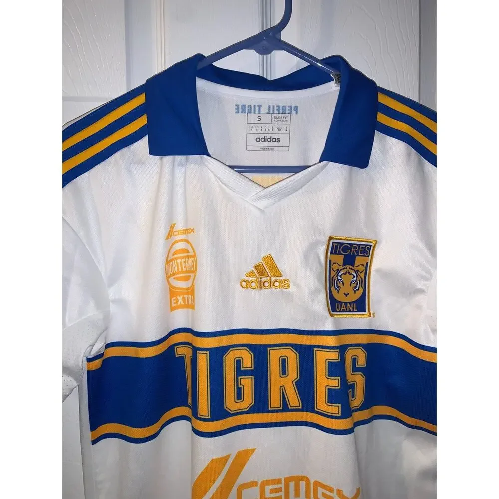 Adidas Club Tigres UANL 2022/23 Third Jersey Size S White Slim Fit Soccer Polo